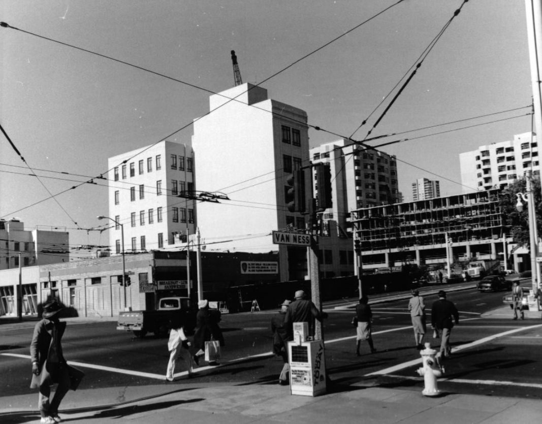 #41 Van Ness Avenue at McAllister Street, 1982.