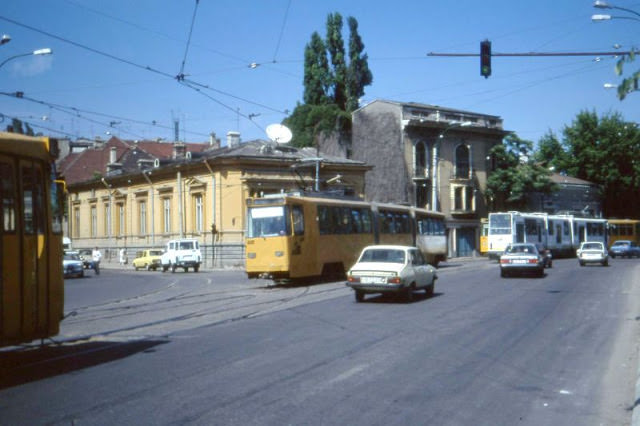 #28 V3A-93 and V3A trams in Bucharest, 1990s