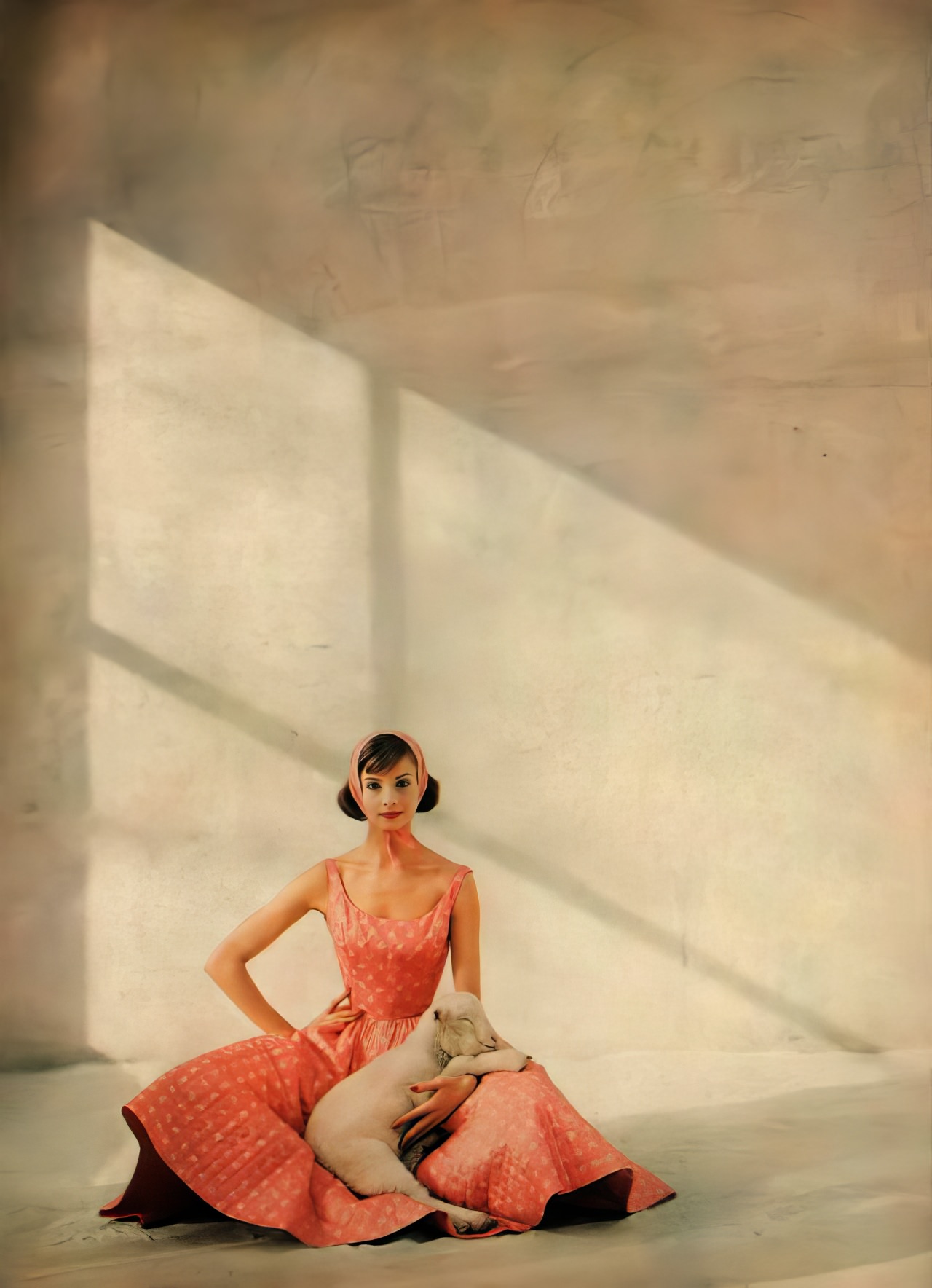 #27 Iris Bianchi in a pink beach club dress by Anne Fogarty, Harper’s Bazaar, April 1959.