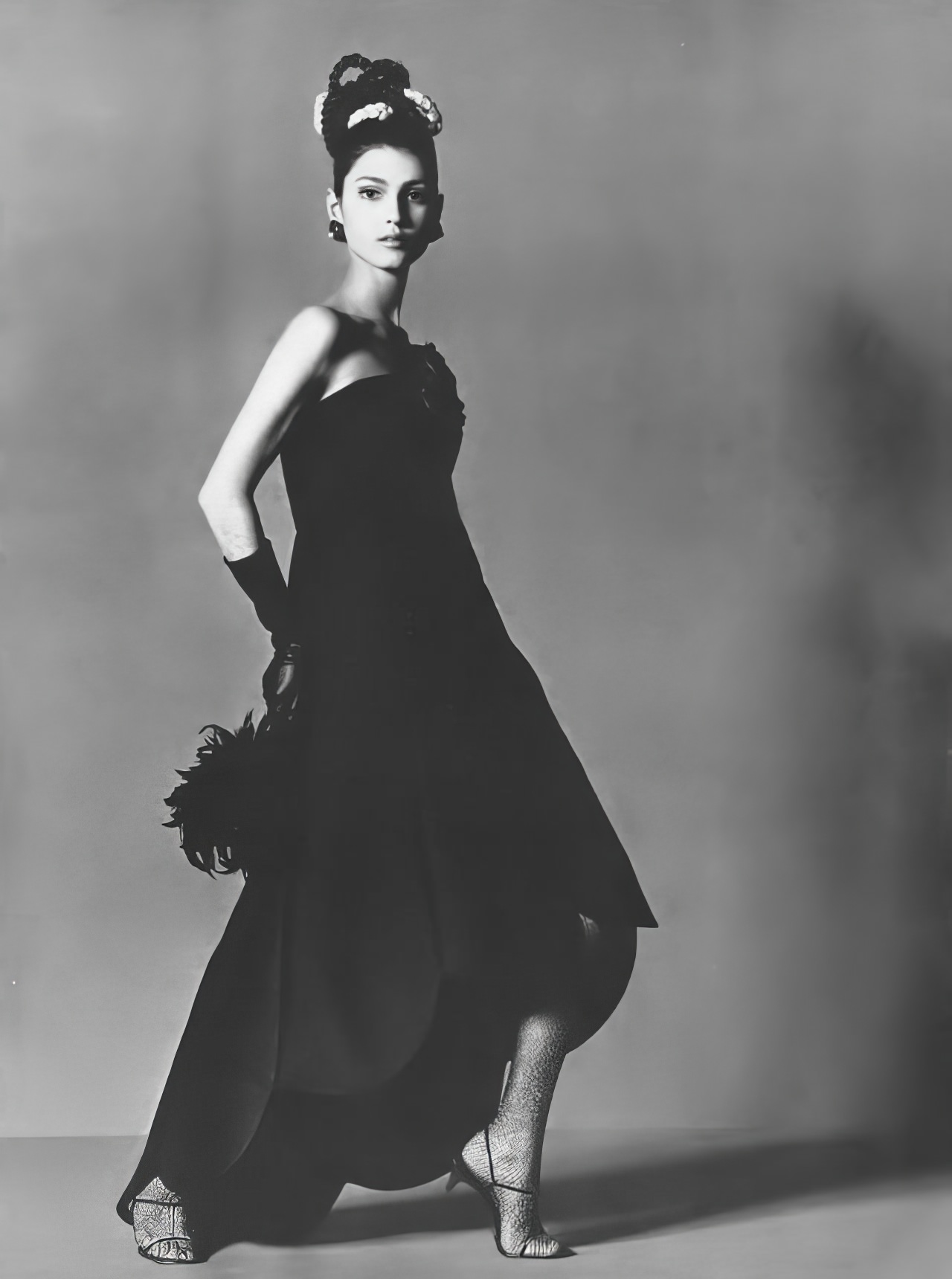 #12 Benedetta Barzini in a black silk-and-worsted dress by Nat Kaplan, Vogue, February 1, 1967.