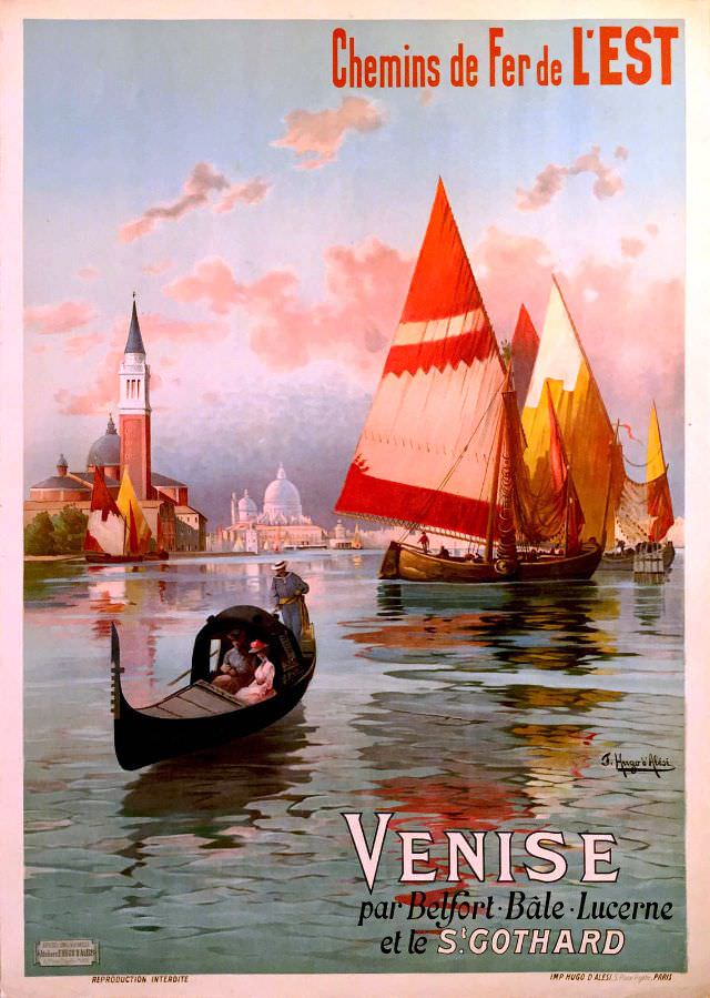 #32 Venise par Belfort, Bâle, Lucerne et le St. Gothard, circa 1890s