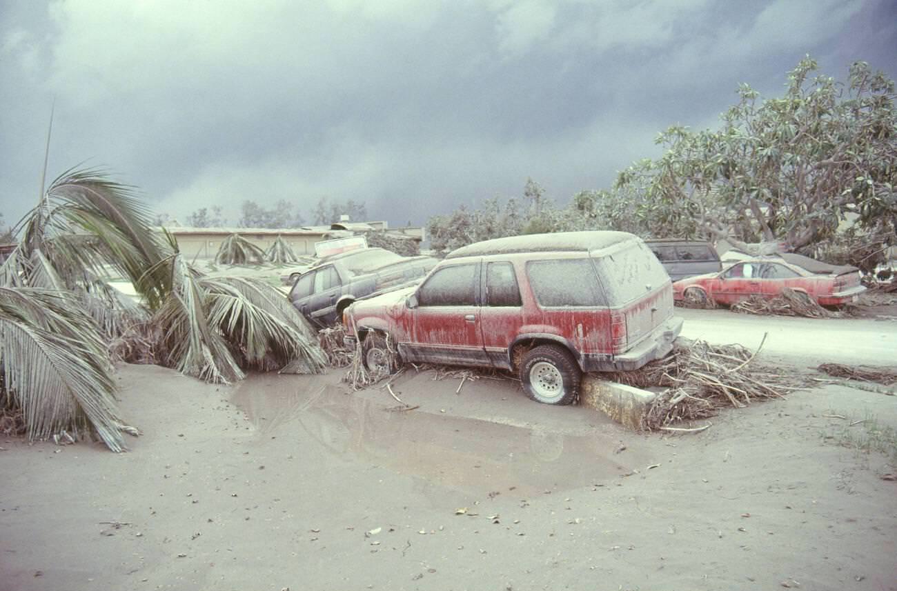 The aftermath of Mount Pinatubo’s volcanic eruption in Olongapo, Philippines.