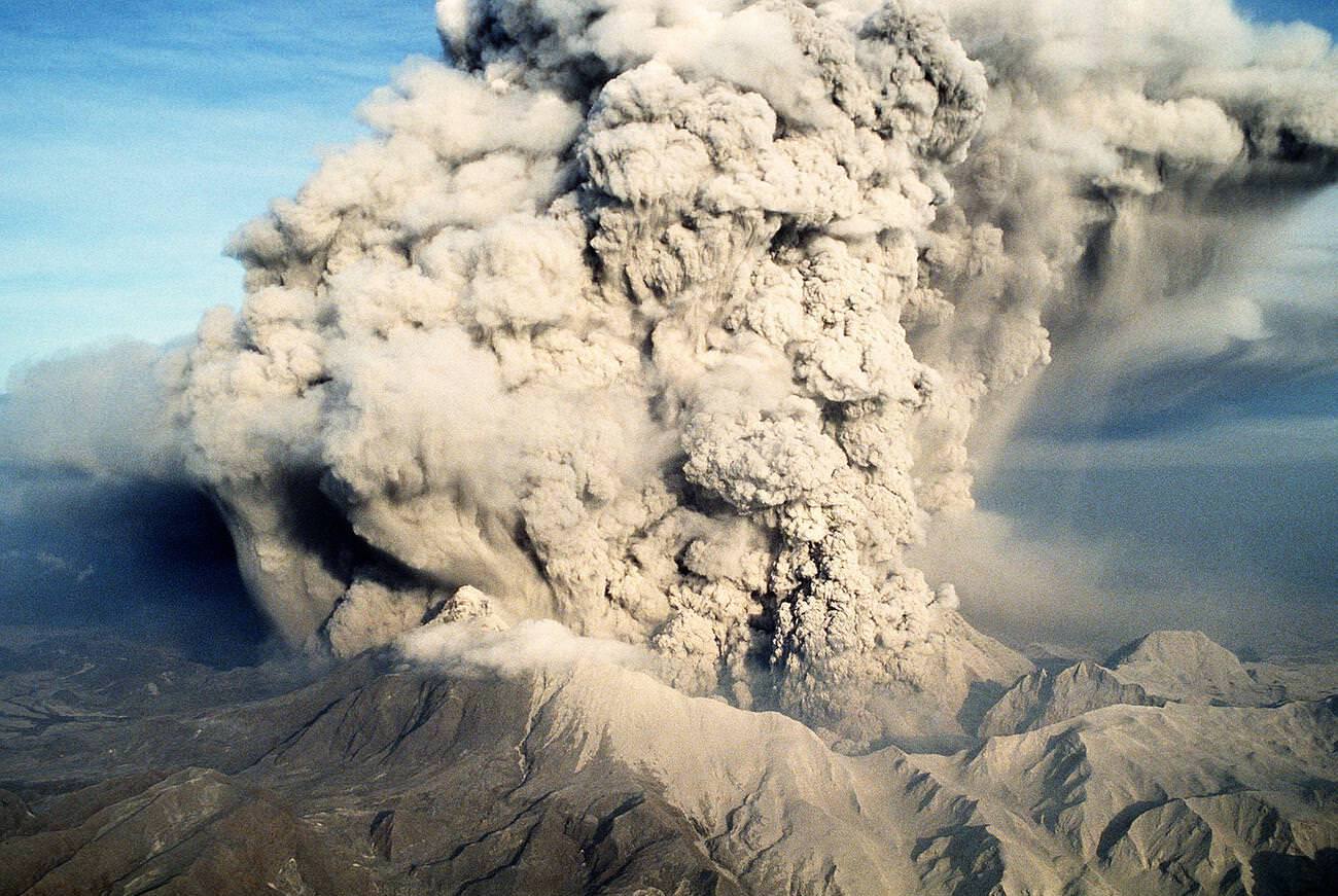 Volcanic ash billowing during Mount Pinatubo’s eruption, Philippines.
