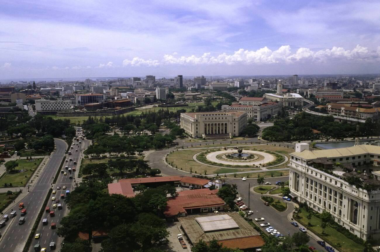 #2 A view towards Intramuros from Teodoro Valencia Circle in Manila, Philippines, during the 1970s.