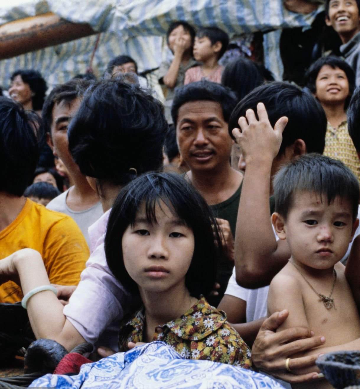 #43 Vietnamese refugees on the ship Tung An in Manila Bay, January 8th, 1979.