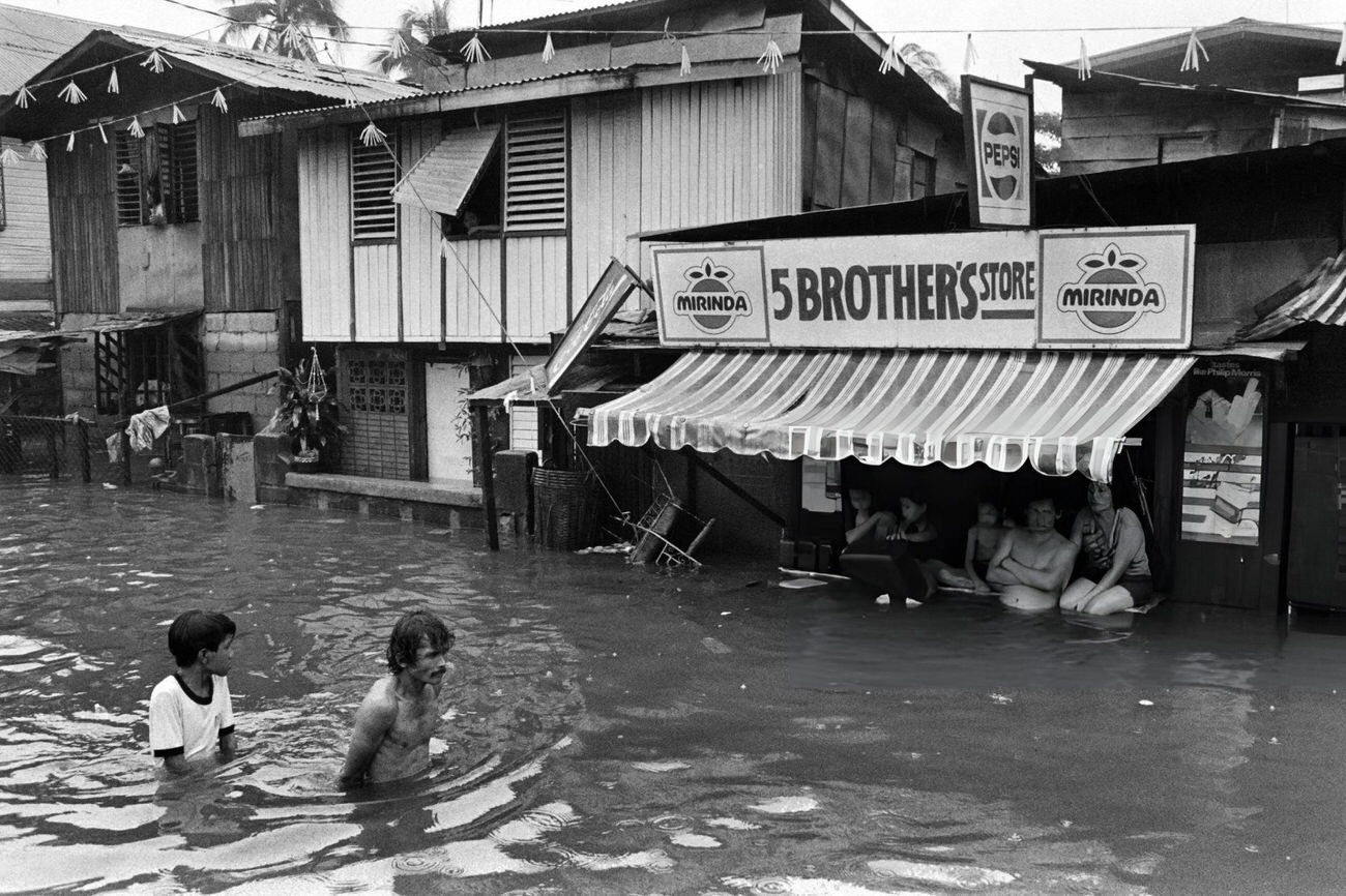 #67 Manila submerged during Typhoon Peggy, hitting Luzon, Philippines, July 1986.