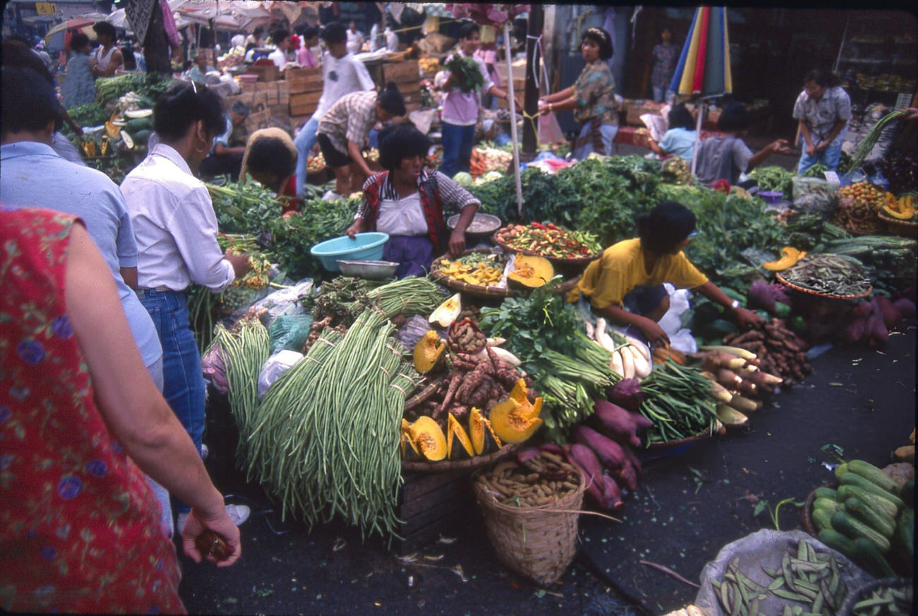 #80 Marketplace bustling with activity in Manila, Philippines, 1988.