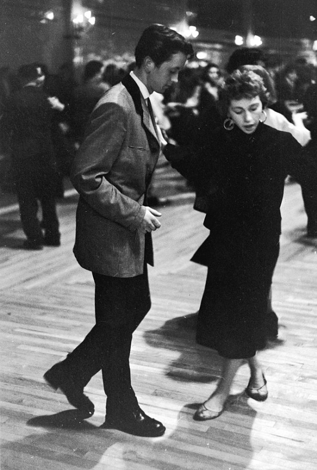 #14 A ‘Teddy Boy’ dances with his girl at the Mecca Dance Hall, Tottenham, London, May 1954.