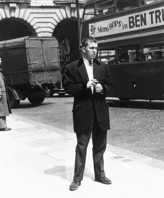 #19 A British ‘Teddy Boy’ wearing the ‘drape’ suit, 1956.