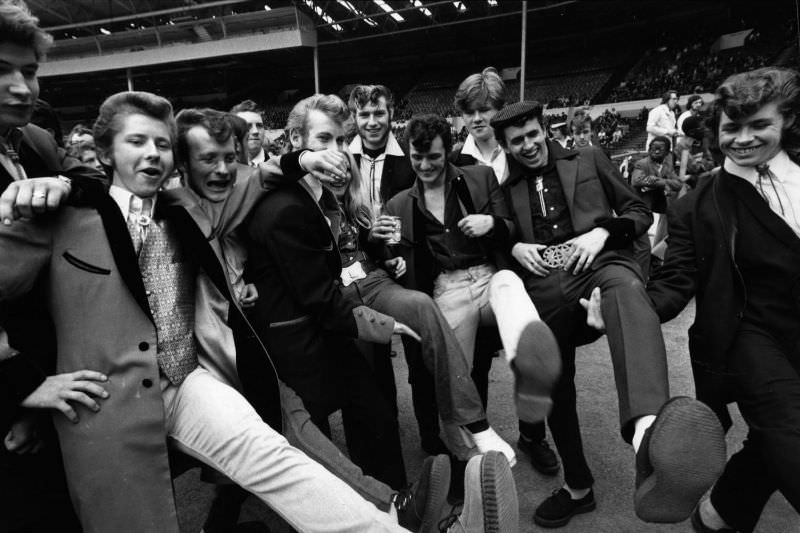 #23 Young Teddy Boys posing at the Wembley Rock and Roll Festival.