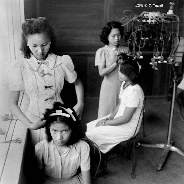 #19 Ladies having their hair done at a hair salon, Manila, Philippines, September 1945