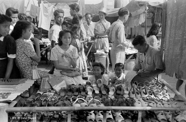 #30 Shoes in a market, near the WWII ruins of Santa Cruz Church, Manila, Philippines, May 1945