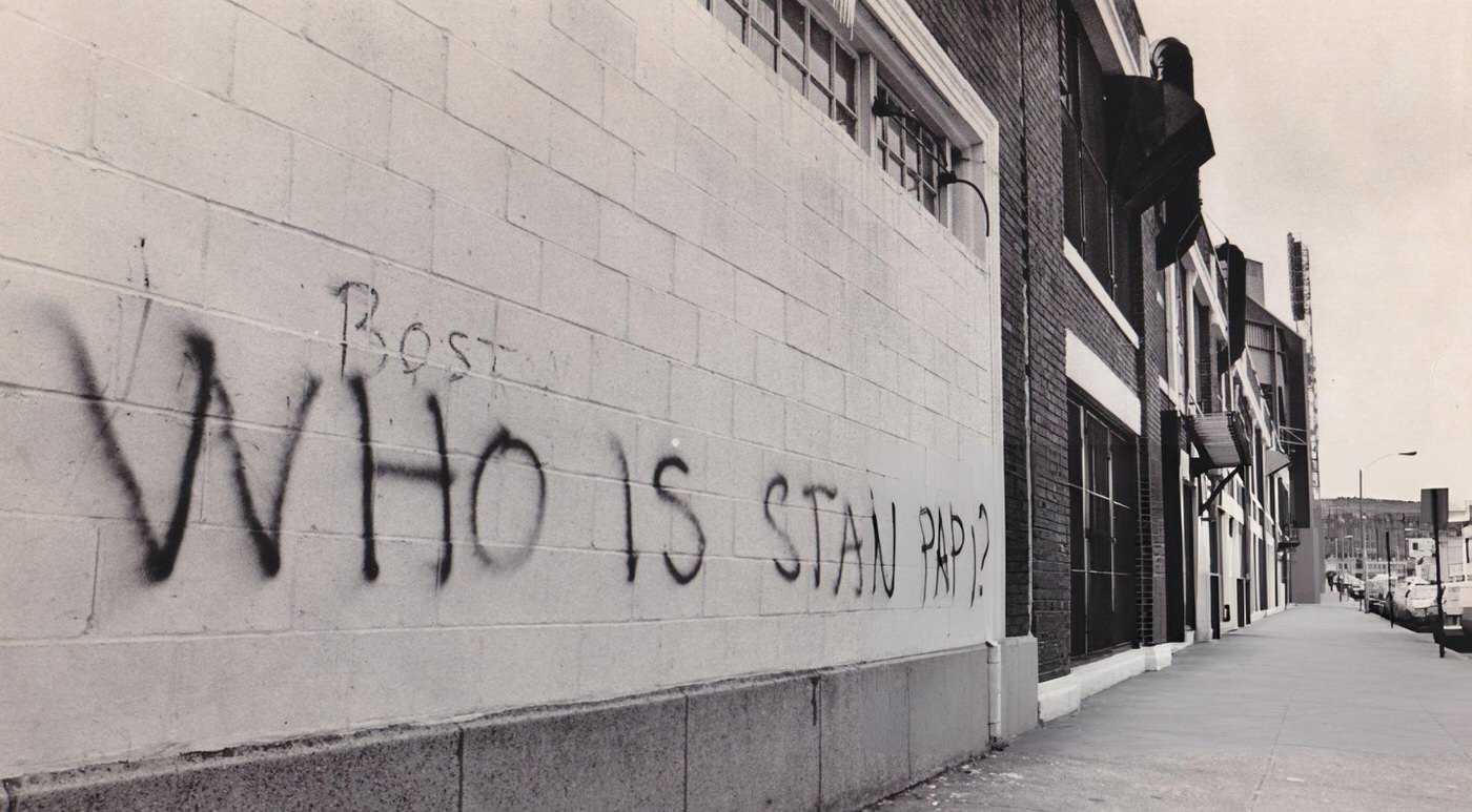 #19 Graffiti on a building on Lansdowne Street in Boston, 1970s.