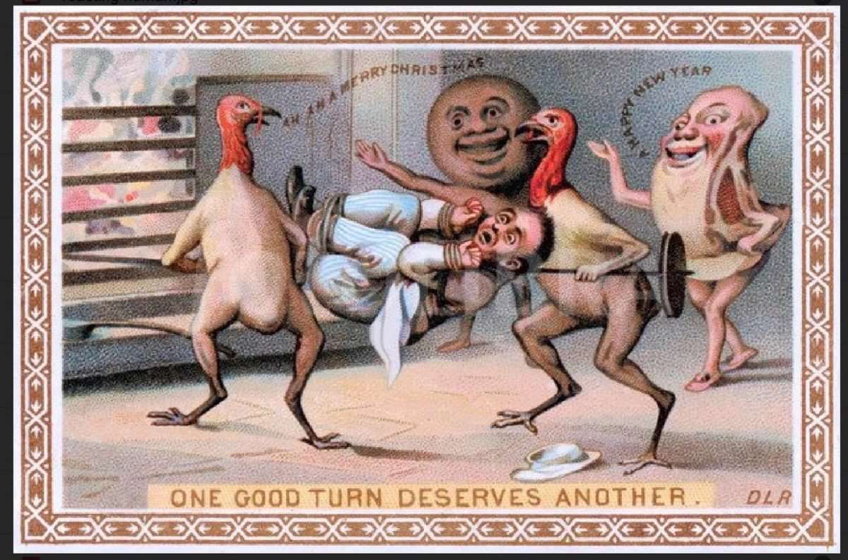 Hilariously Bizarre Christmas Cards from the Victorian Era featuring Animals Artworks