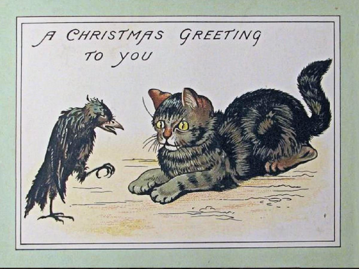Hilariously Bizarre Christmas Cards from the Victorian Era featuring Animals Artworks