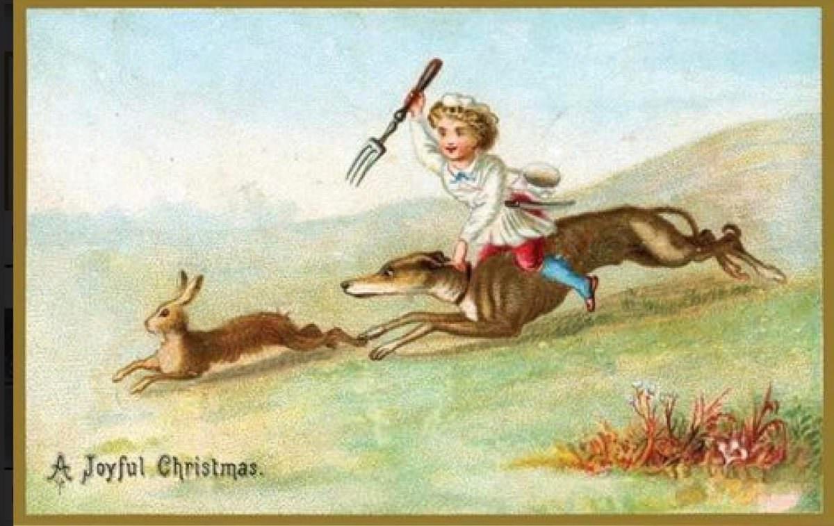 Hilariously Bizarre Christmas Cards from the Victorian Era featuring Animals Artworks