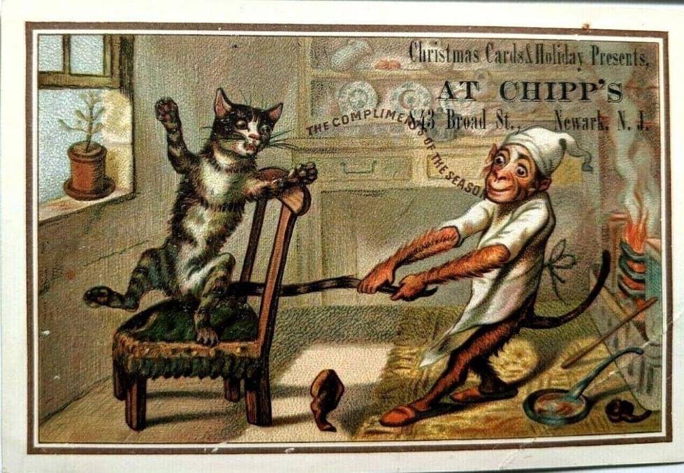 Hilariously Bizarre Christmas Cards from the Victorian Era featuring Animals Artworks