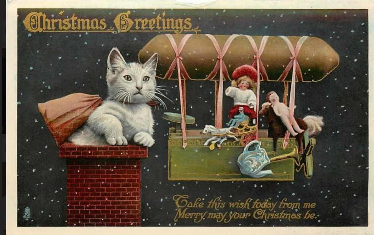 Hilariously Bizarre Christmas Cards from the Victorian Era featuring Animals Artworks