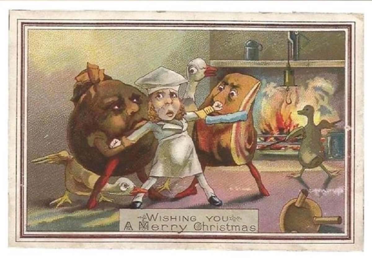 Hilariously Bizarre Christmas Cards from the Victorian Era featuring Animals Artworks