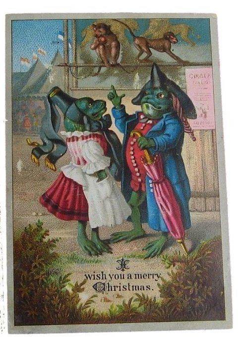 Hilariously Bizarre Christmas Cards from the Victorian Era featuring Animals Artworks