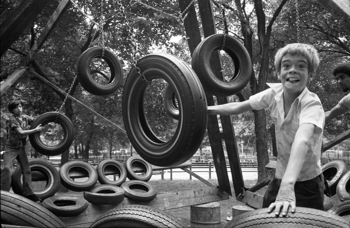 #21 Fernando at a tire swing in the Lower East Side, 1975.
