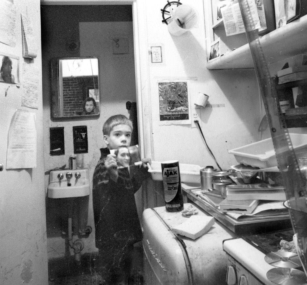 #3 Fernando in a darkroom on East 3rd Street, 1973.