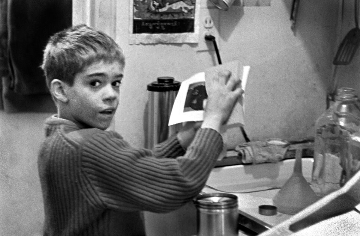 #24 Washing Prints, Fernando on East 3rd Street, 1975.