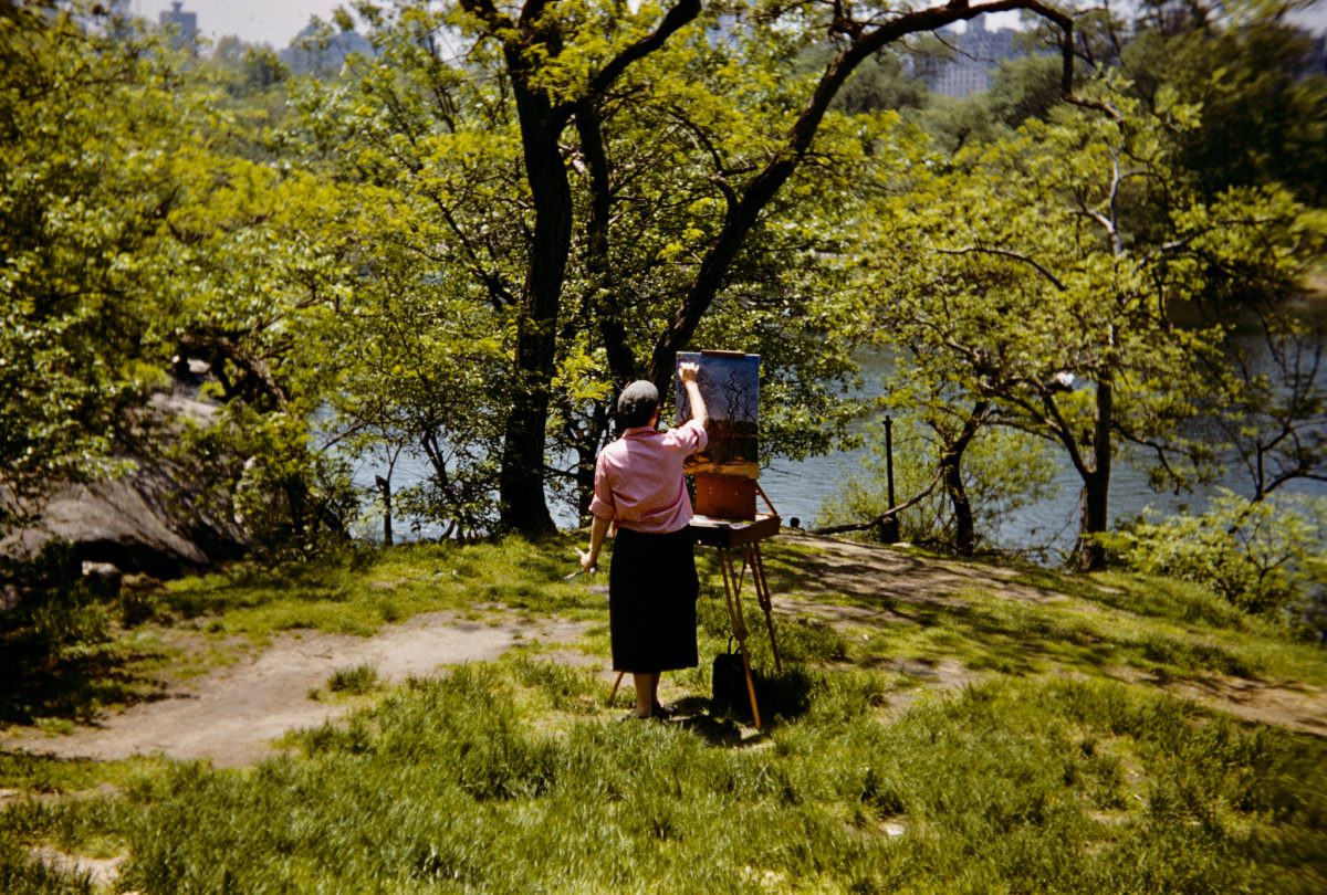 #14 A Sunday painter in Central Park, 1950s.