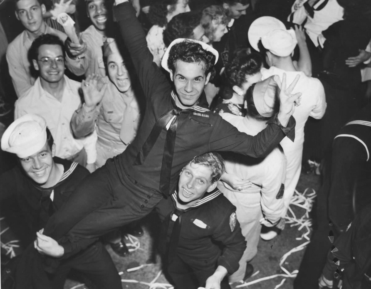 #15 Sailors celebrate VJ Day, 1945.