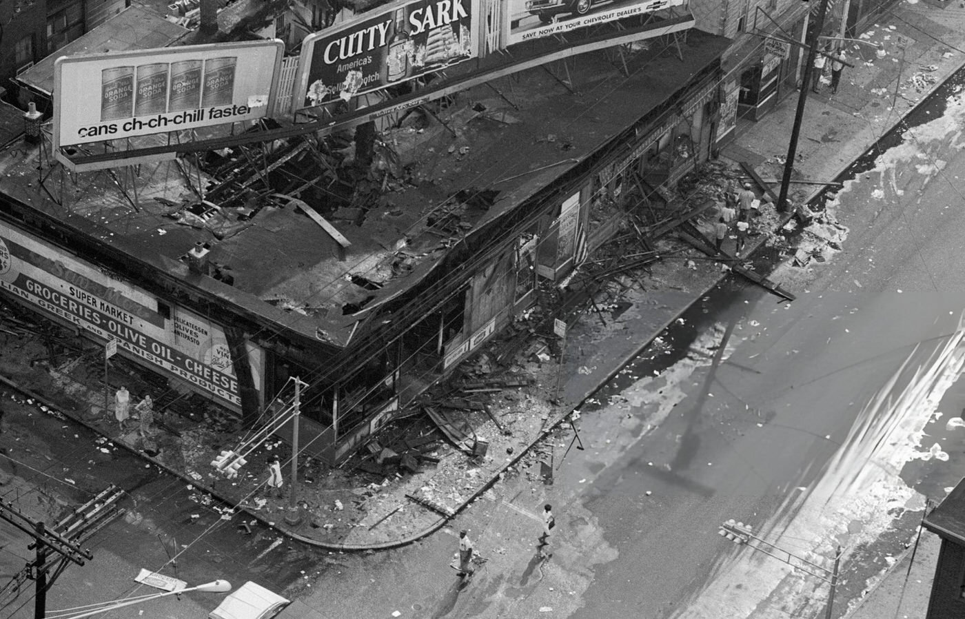 #34 An aerial view shows a looted section, 1960s.