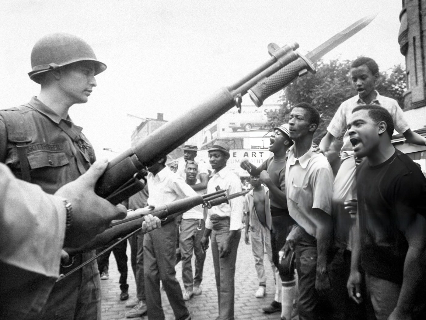 #35 National Guardsmen try to ignore heckling of protestors on Newark’s Springfield Ave.