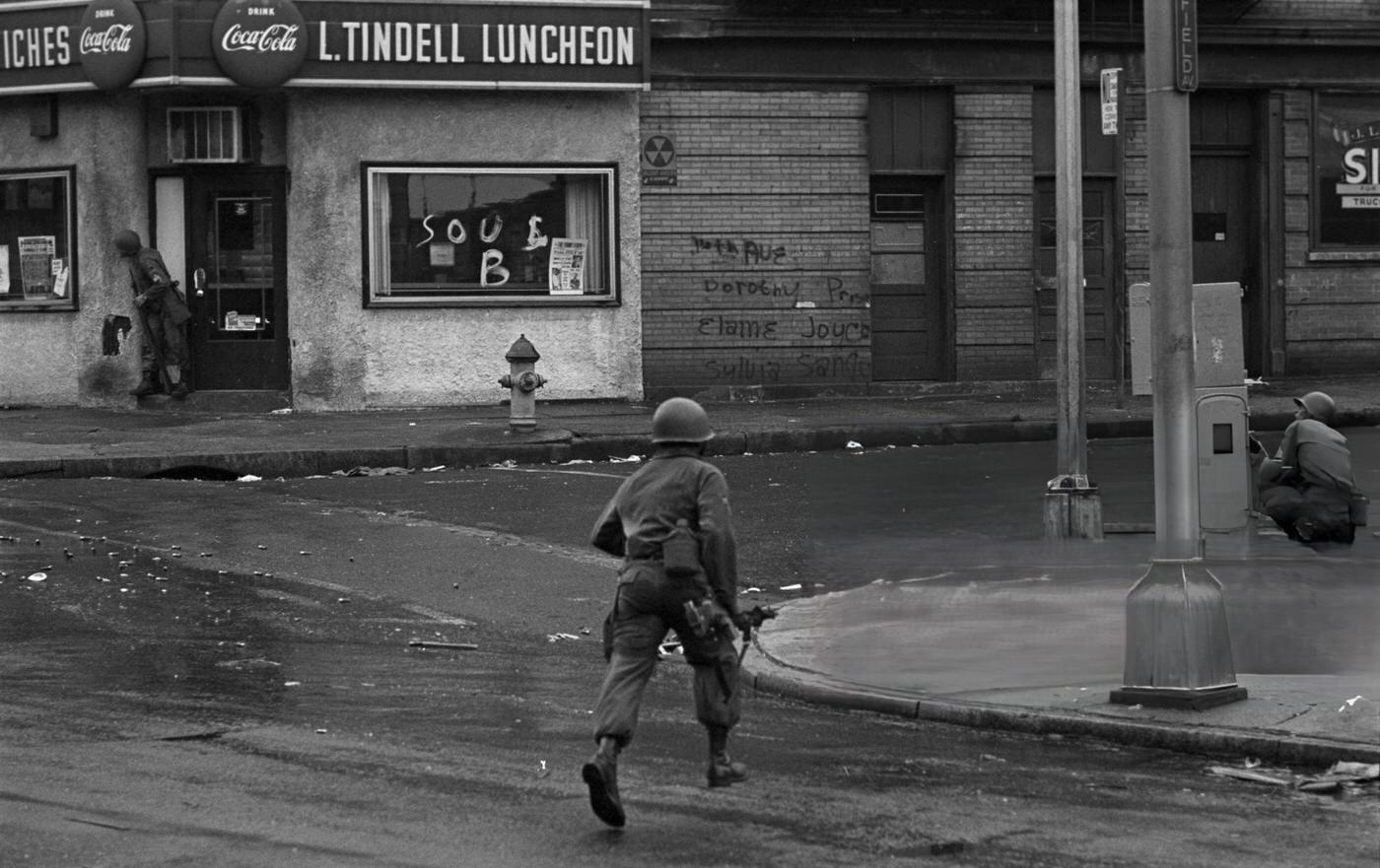 #44 National Guard soldiers armed and on alert.