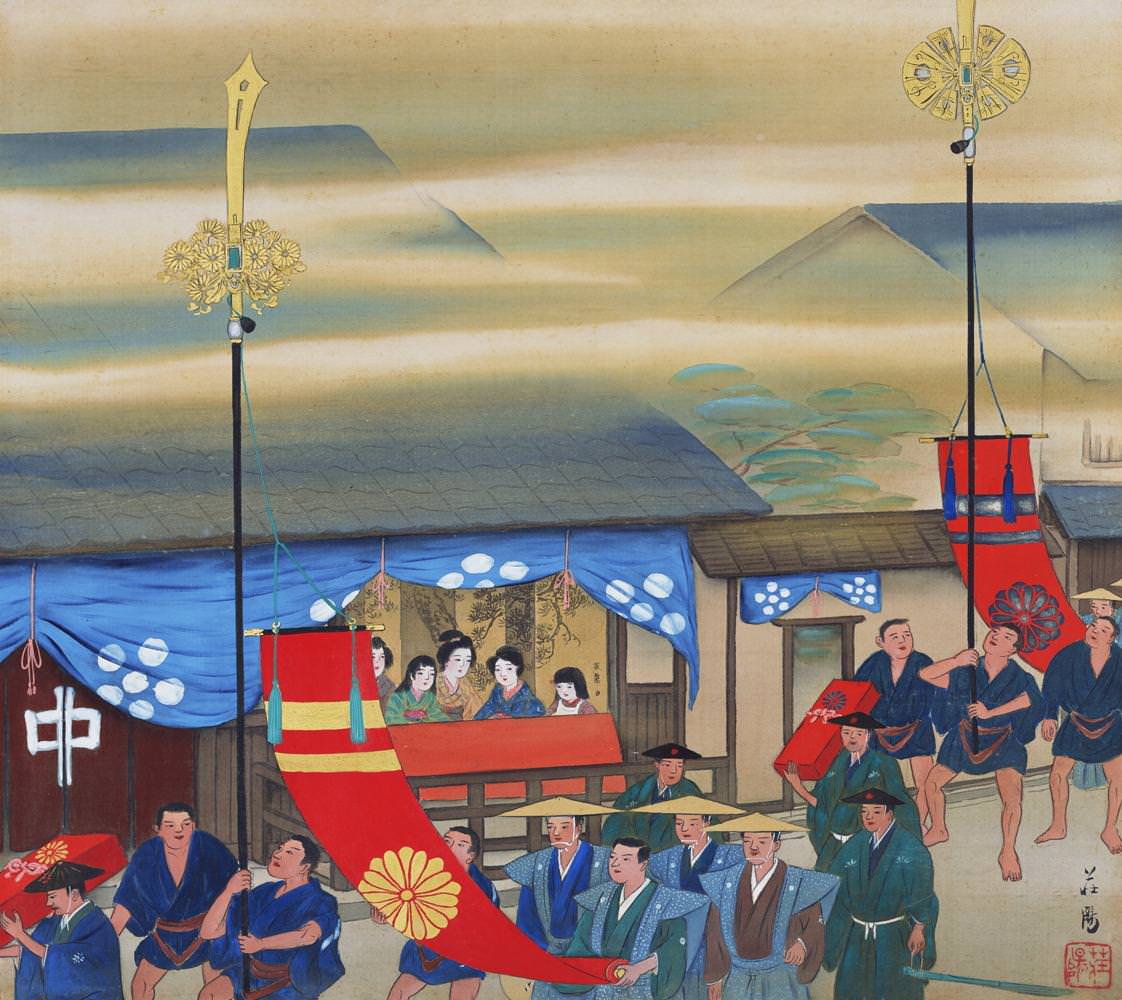 Stunning Silk Paintings depicting different Miyako Festivals of Kyoto, Japan from the 1920s Artwork