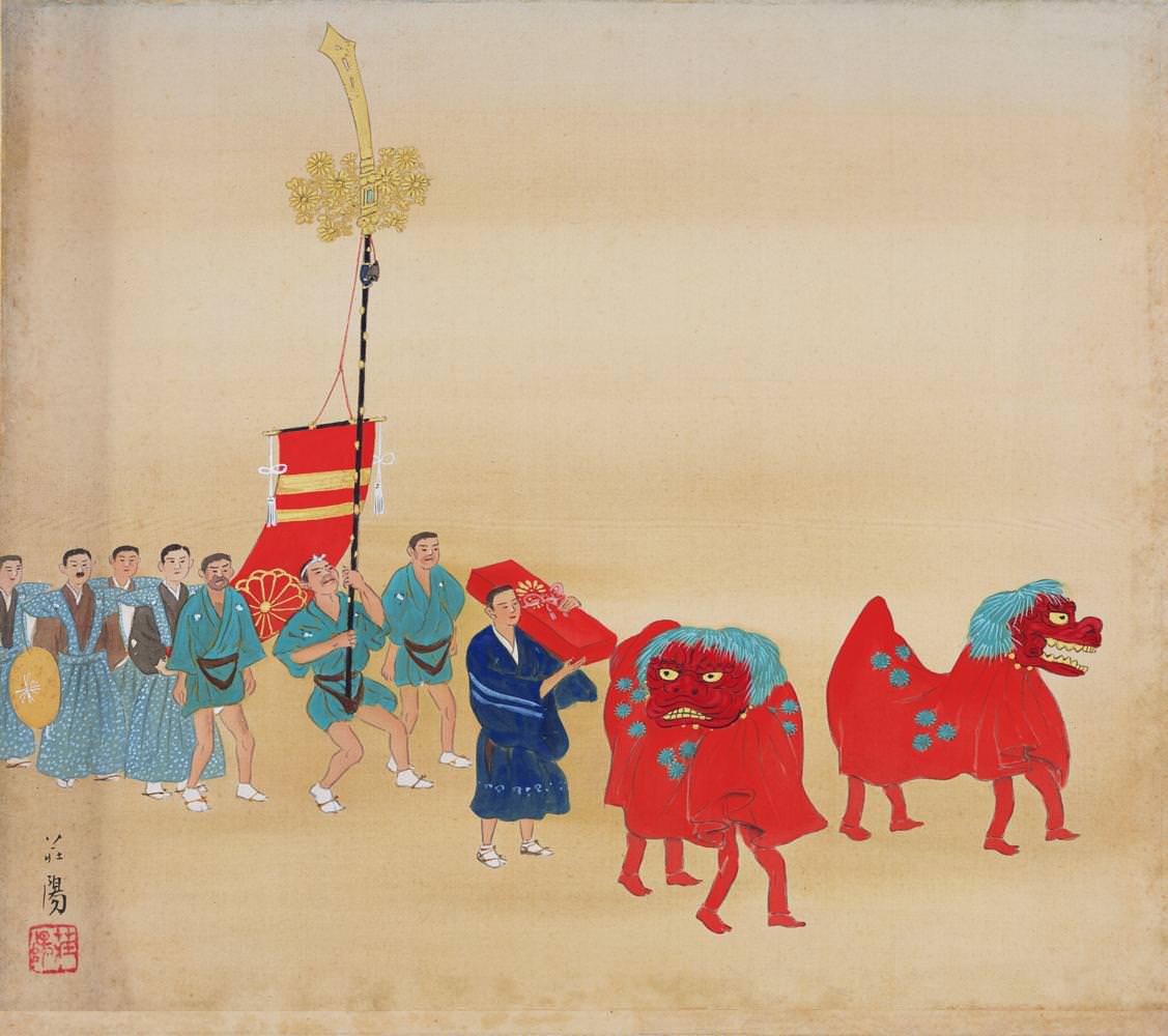 #18 Stunning Silk Paintings depicting different Miyako Festivals of Kyoto, Japan from the 1920s #18 Artwork