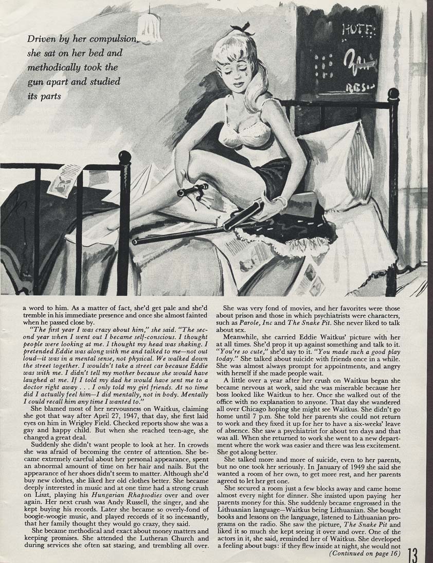 She sat on her bed and methodically took the gun apart and studied its parts