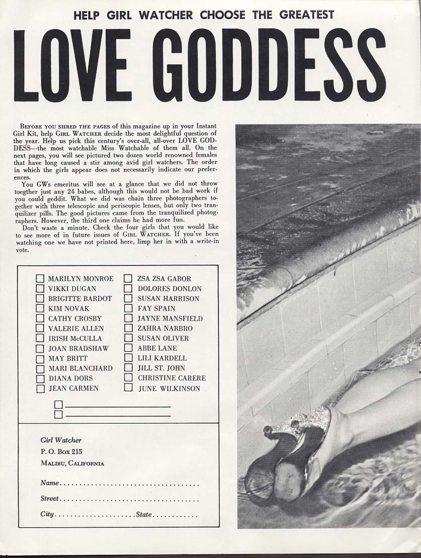 Help girl watcher choose the greatest love goddess