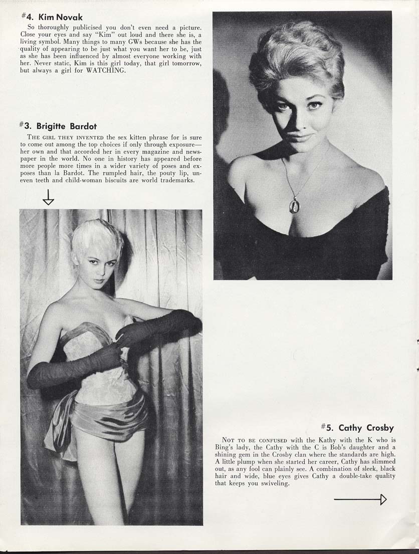 Kim Novak, Brigitte Bardot, Cathy Crosby and many more