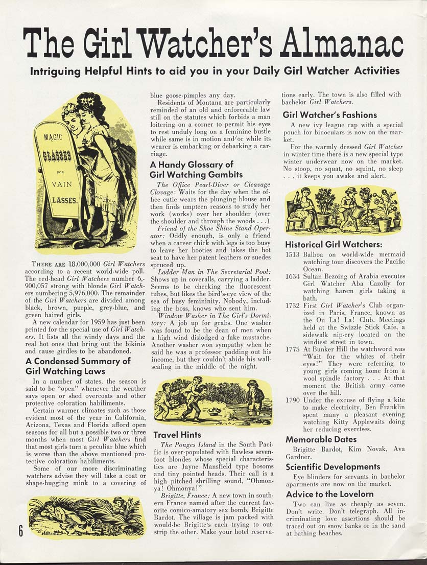 Some Helpful Hints to aid you in your Daily Girl Watcher Activities