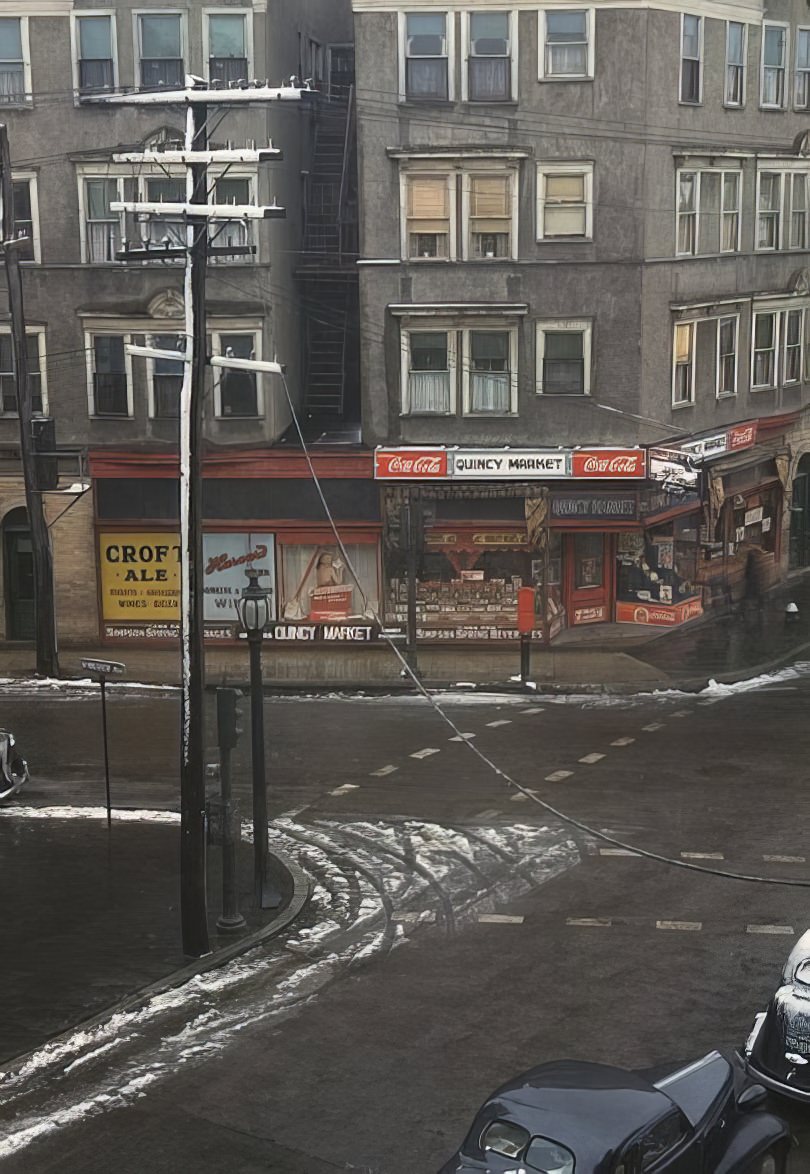 #9 A street corner in Brockton, Massachusetts, in January 1941.