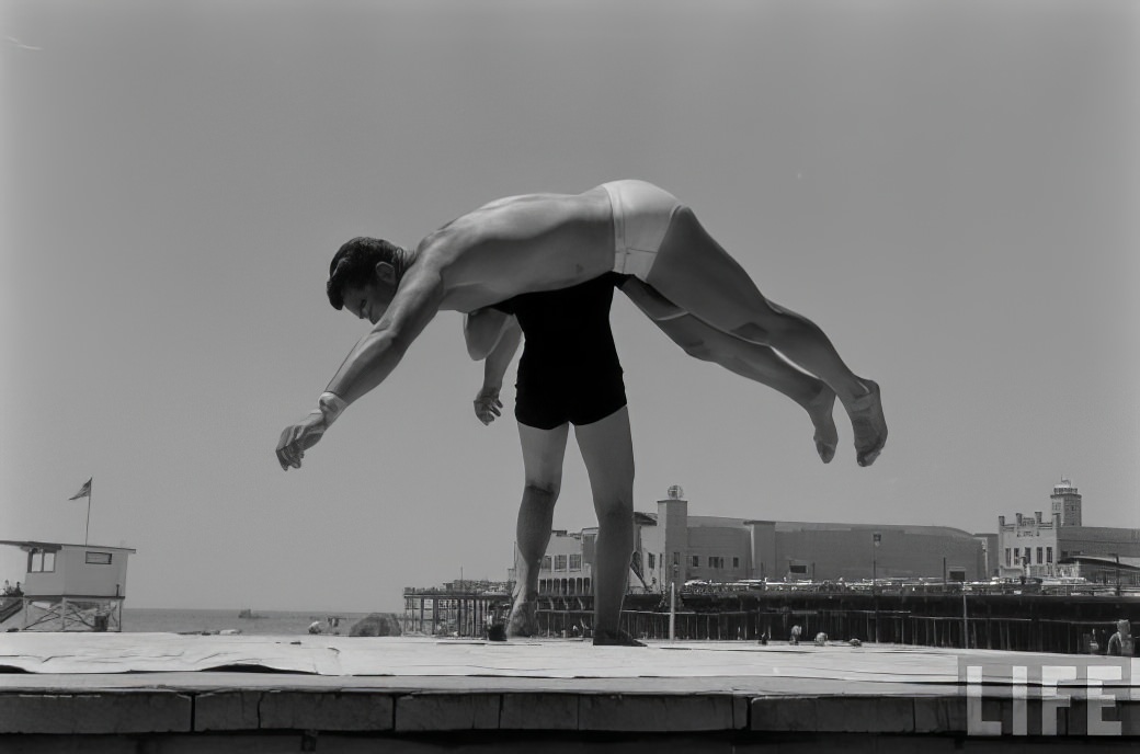 April Atkins: 12-Year-Old Strong Girl at Muscle Beach Who Could Carry Five People, 1954 Sports