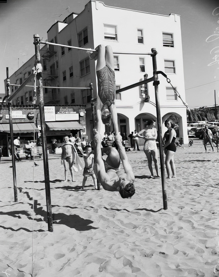 April Atkins: 12-Year-Old Strong Girl at Muscle Beach Who Could Carry Five People, 1954 Sports