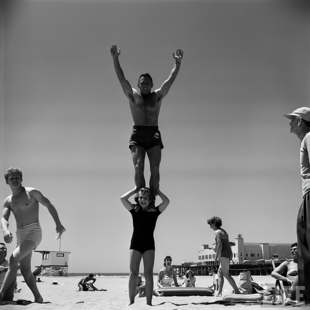 April Atkins: 12-Year-Old Strong Girl at Muscle Beach Who Could Carry Five People, 1954 Sports