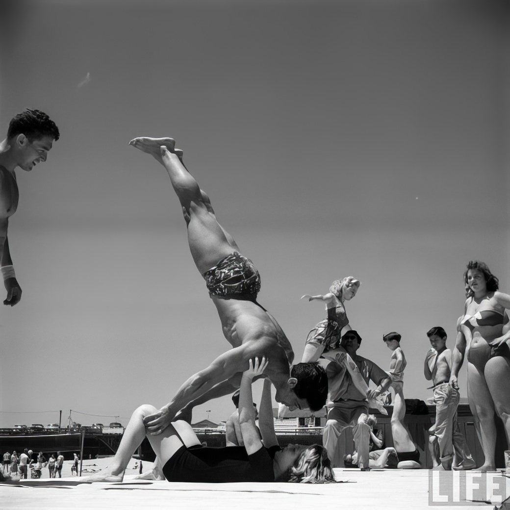 April Atkins: 12-Year-Old Strong Girl at Muscle Beach Who Could Carry Five People, 1954 Sports