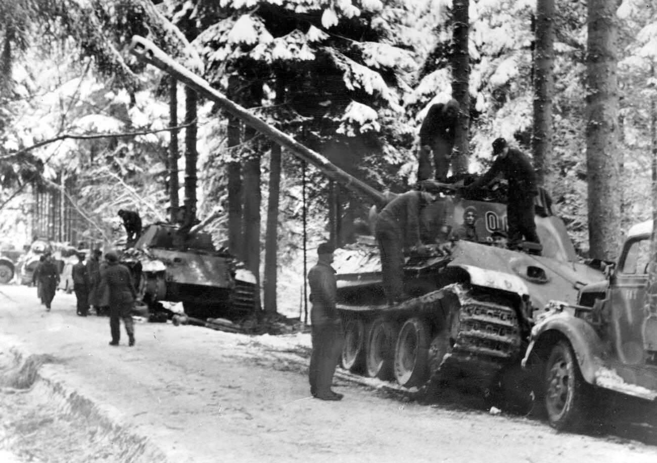 #15 German main battle tank during The Battle of the Bulge, 1945.
