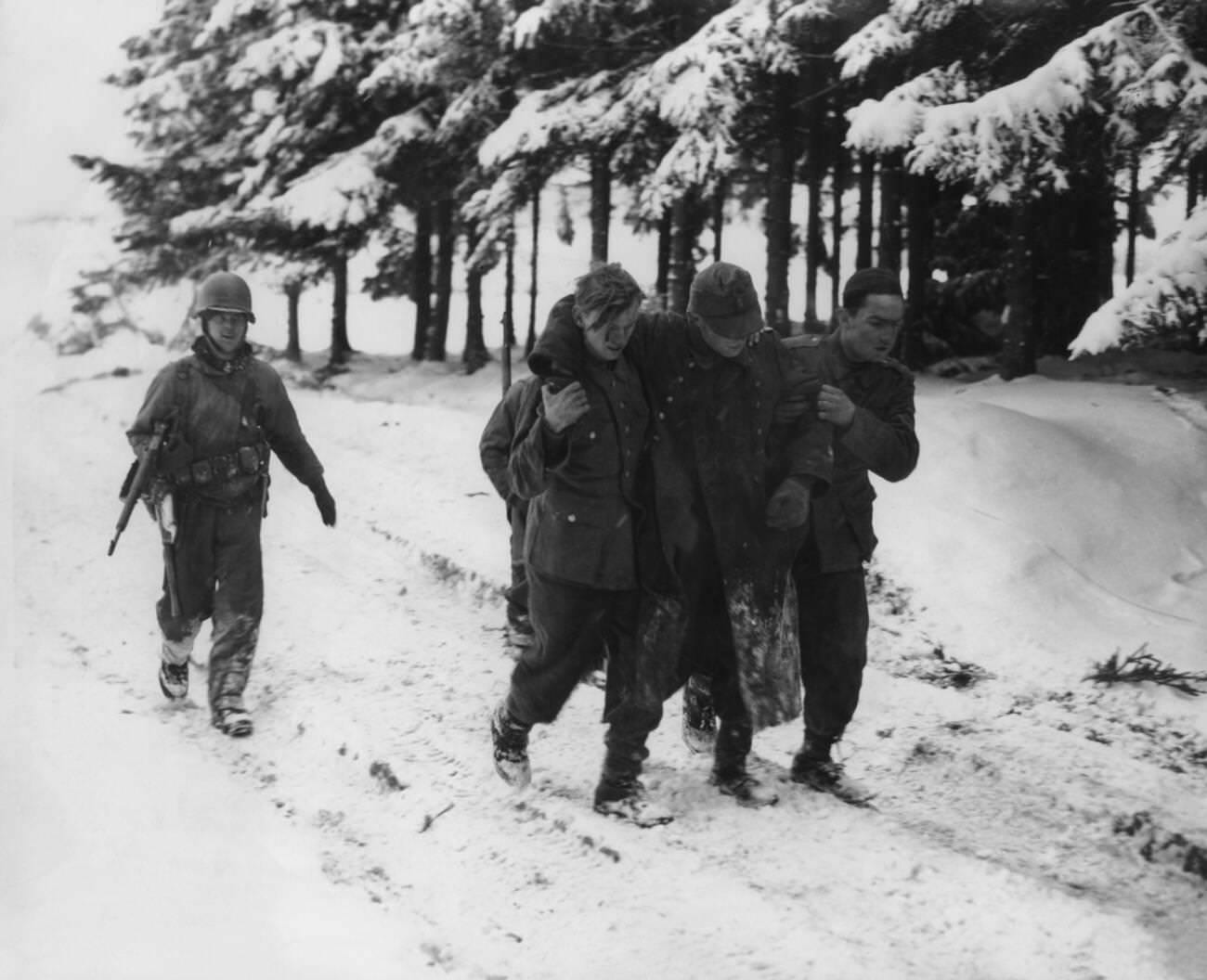 #2 Allied counterattack, captured German soldiers, near Bastogne, 1945.