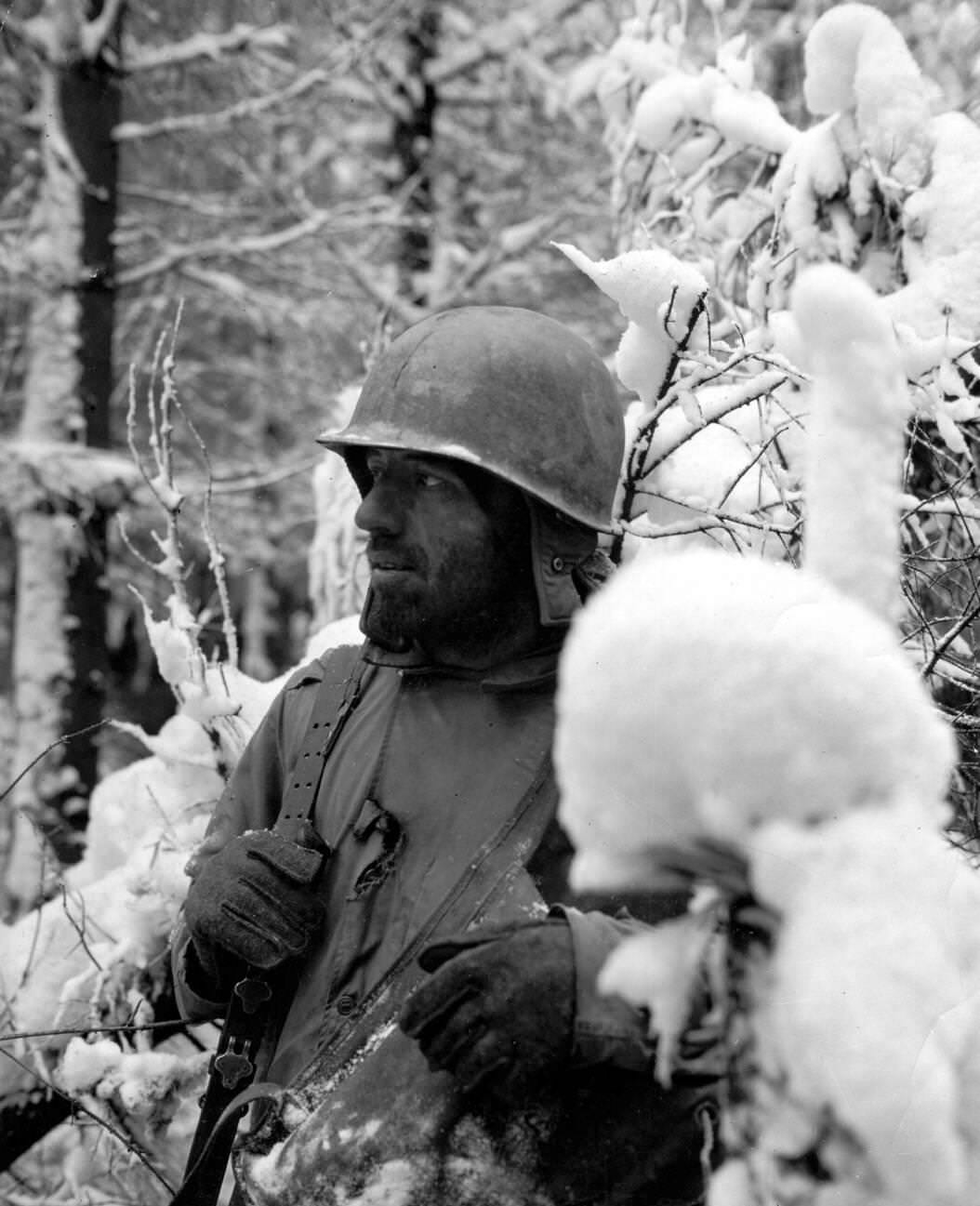 #37 A U.S. Army sergeant in Belgium, 1945.