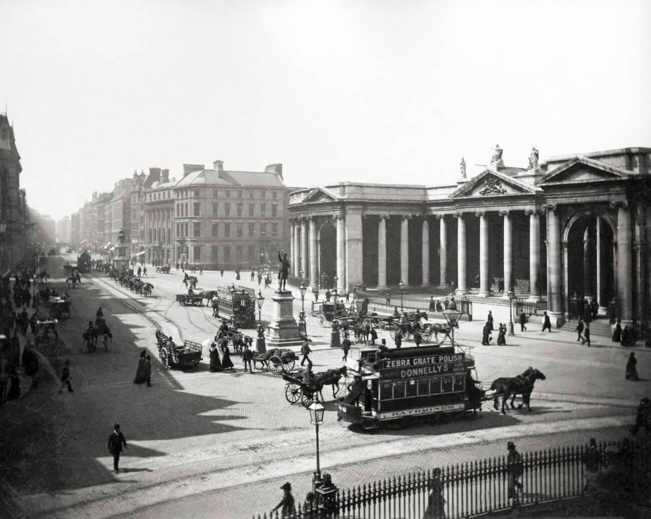 #15 Street scene, Bank of Ireland, Dublin, Ireland, 1890s