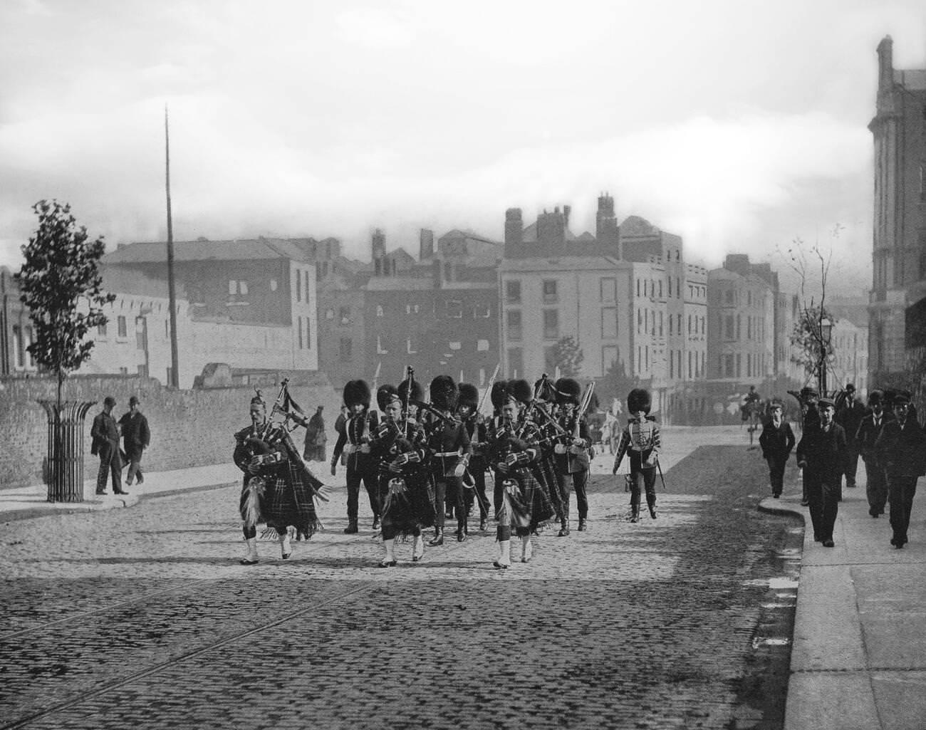 #44 The Scots Guards of the British Army marching through Dublin.