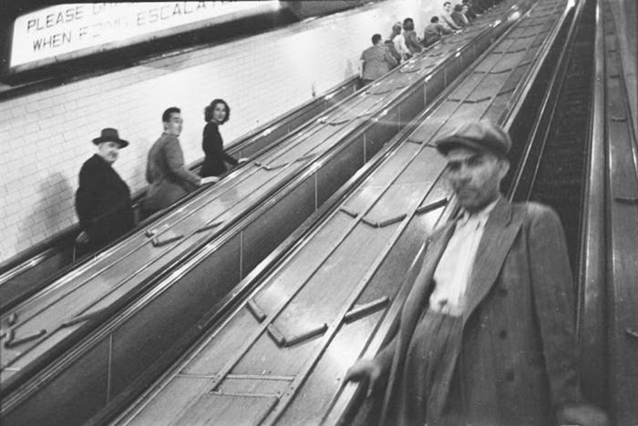 #17 People on escalators in a subway station, 1940.