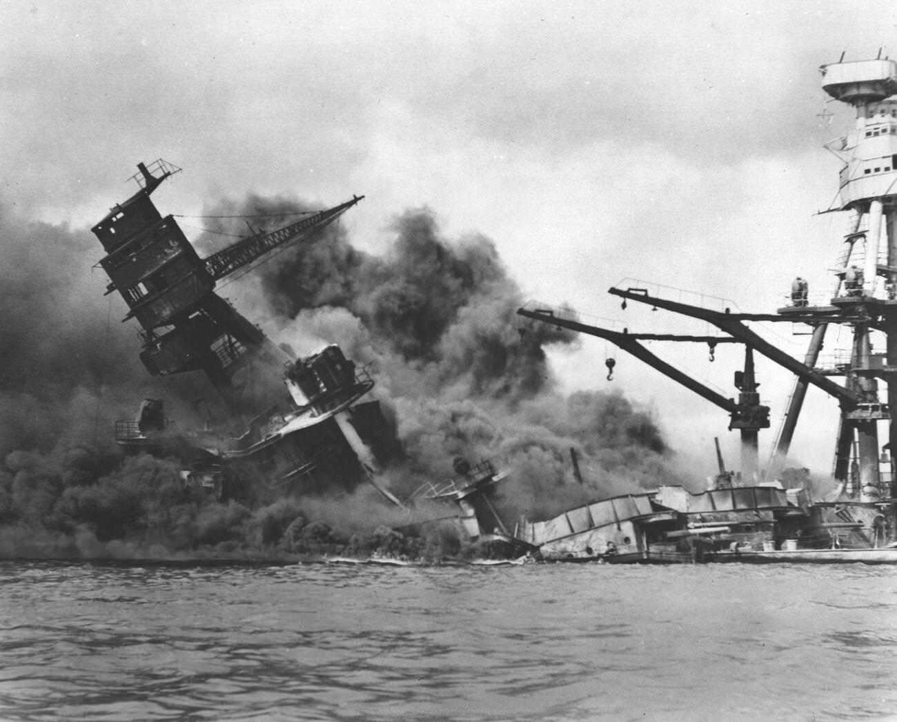 #5 The USS Arizona battleship sinking during the attack on Pearl Harbor, 1941.